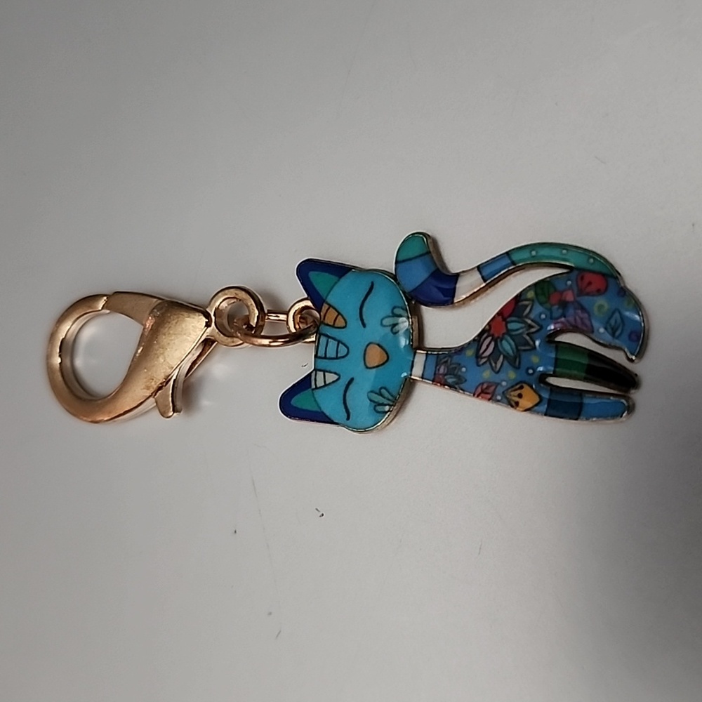 CAT  ZIPPER Pull purse charm Or Charm bracelet Lobster claw clip closure